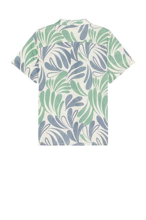 view 2 of 3 Resort Short Sleeve Tencel Linen Resort Shirt in Blue & Green Splash Print
