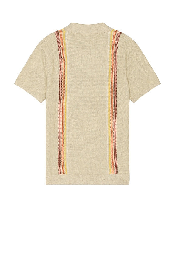 view 2 of 3 Liam Vertical Stripe Polo in Driftwood Sunset Stripe