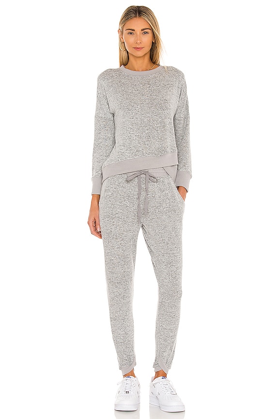 Mina Lisa Weekend Fleece Crossover Set in Gray | REVOLVE