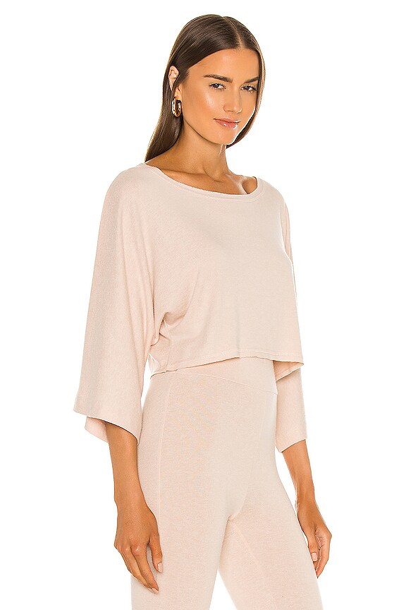 view 2 of 4 Sweater Knit Kimono Sleeve Lounge Top in Beige