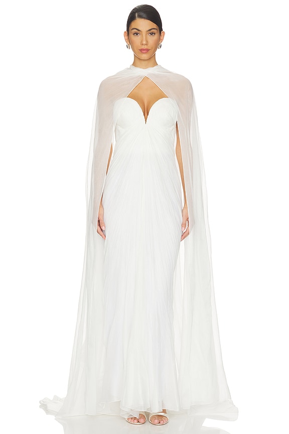 view 1 of 3 Celestina Bridal Cape in Pearl White