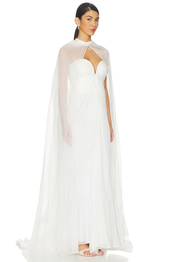 view 2 of 3 Celestina Bridal Cape in Pearl White