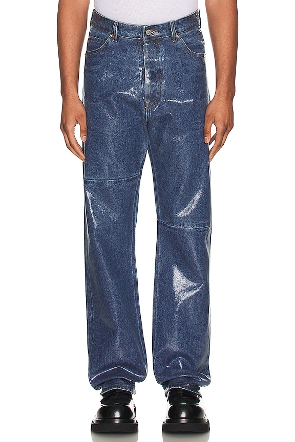 view 1 of 6 Coated 5 Pocket Denim Jean in Medium Indigo