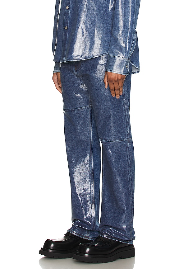 view 2 of 6 Coated 5 Pocket Denim Jean in Medium Indigo