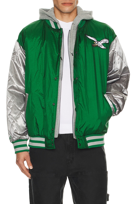 view 2 of 6 NFL Eagles Diamond Fusion Vintage Logo Button Front Jacket in Celtics Green
