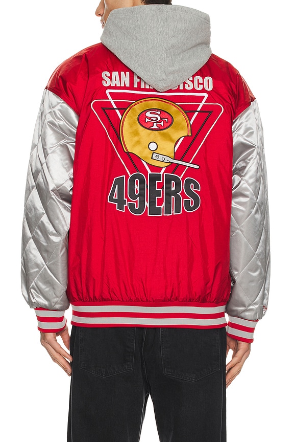 view 1 of 6 NFL 49ers Diamond Fusion Vintage Logo Button Front Jacket in Scarlet