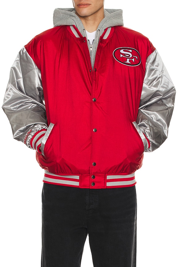 view 2 of 6 NFL 49ers Diamond Fusion Vintage Logo Button Front Jacket in Scarlet