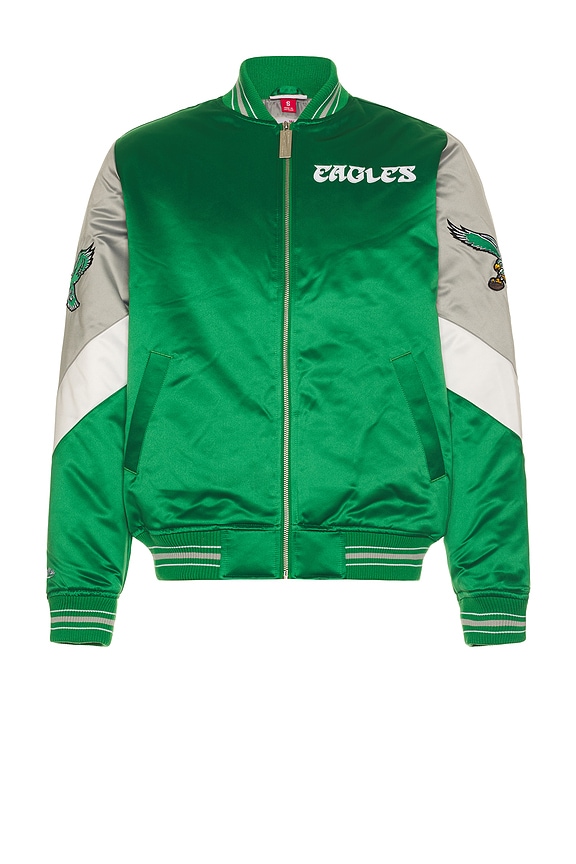 view 2 of 6 NFL Eagles Throw It Back Heavyweight Satin Jacket in Celtics Green