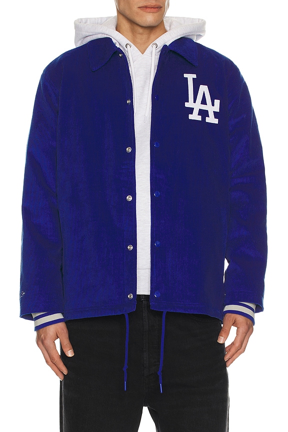 view 2 of 5 MLB Dodgers Off The Bus Vintage Logo Corduroy Coaches Jacket in Royal