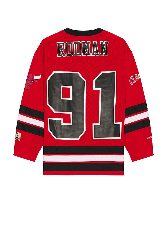 view 2 of 4 NBA Bulls Dennis Rodman Maxxed Out Jersey in Red