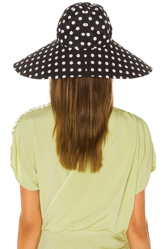 view 2 of 3 Floppy Hat in Black & White Polka Dot