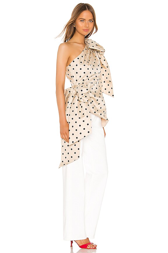 view 2 of 3 BLUSA in Nude With Black Polka Dot