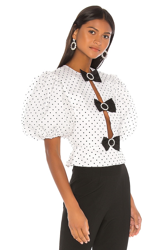view 2 of 5 BLUSA VELVET in White & Black Polka Dot