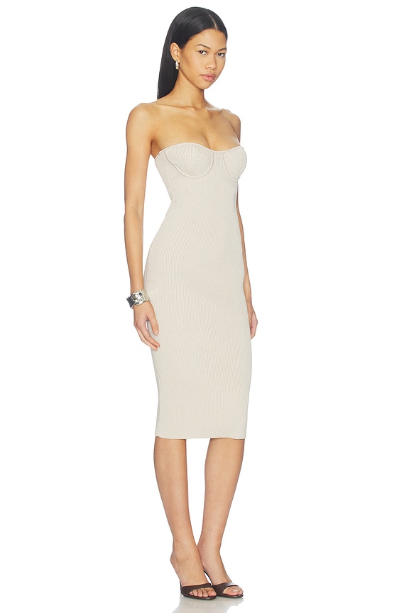 view 2 of 3 Flat Knit Strapless Midi Dress in Grey