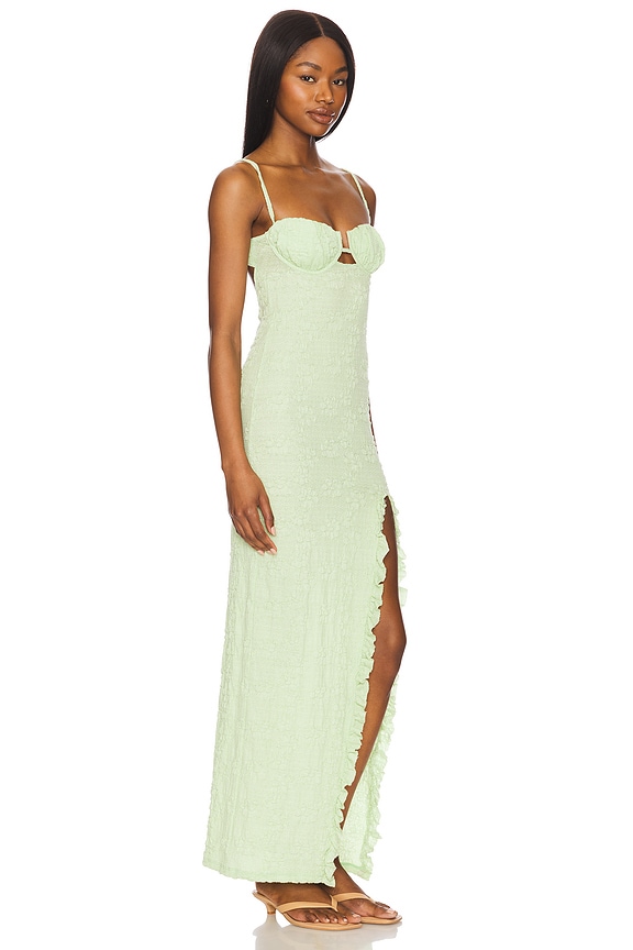 view 2 of 4 Petal Long Slip Dress in Avocado Floral Texture