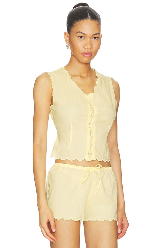 view 2 of 4 X Elsa Hosk Scalloped Vest Top in Sunshine