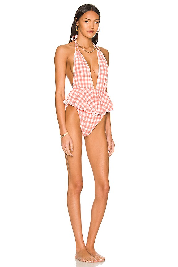 view 2 of 3 Pampas One Piece in Shrimp Gingham