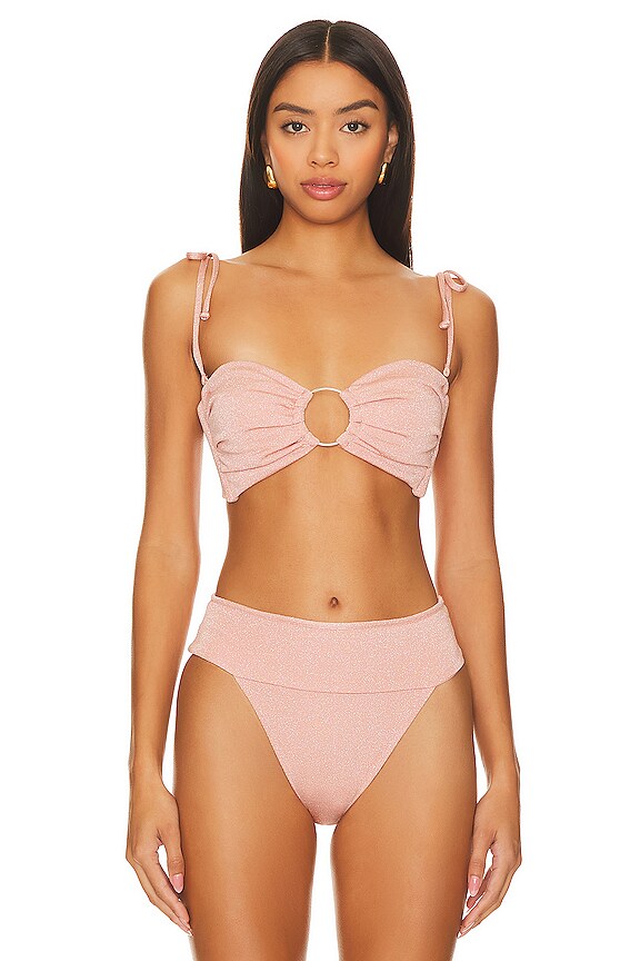 view 2 of 6 Tori Ties Bikini Top in Prima Pink Sparkle