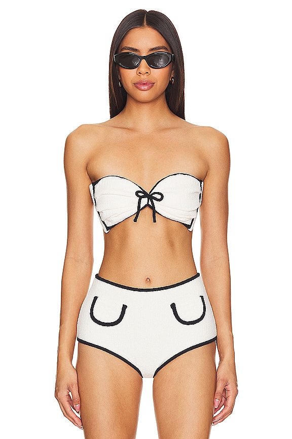 view 2 of 6 TOP BIKINI CABANA BOWS in Cream Terry Rib