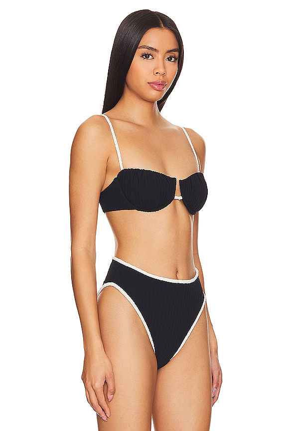 view 2 of 4 X Olivia Culpo Petal Bikini Top in Black Terry Rib