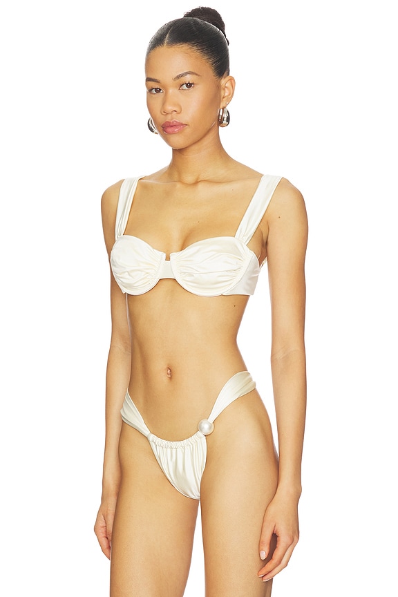 view 2 of 4 X Elsa Hosk Bella Bikini Top in Cream Silkie