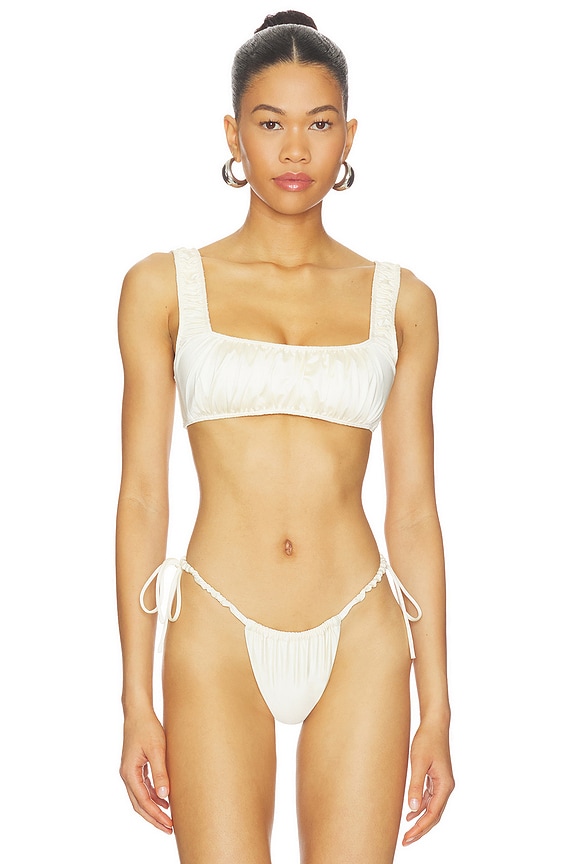 view 1 of 4 X Elsa Hosk Brasil Side Tie Bikini Bottom in Cream Silkie