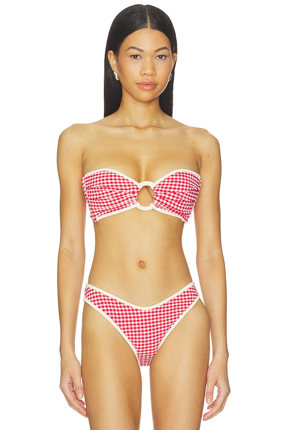 view 2 of 6 TOP BIKINI BINDED in Red Micro Gingham