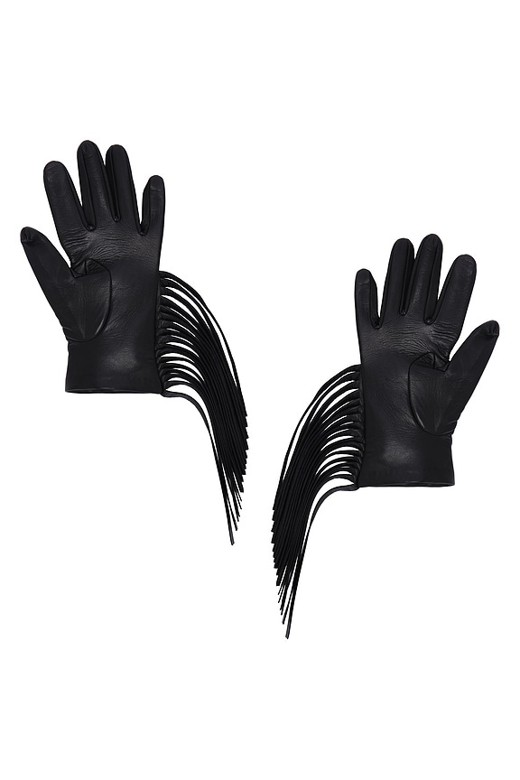view 2 of 2 Short Fringed Gloves in Black