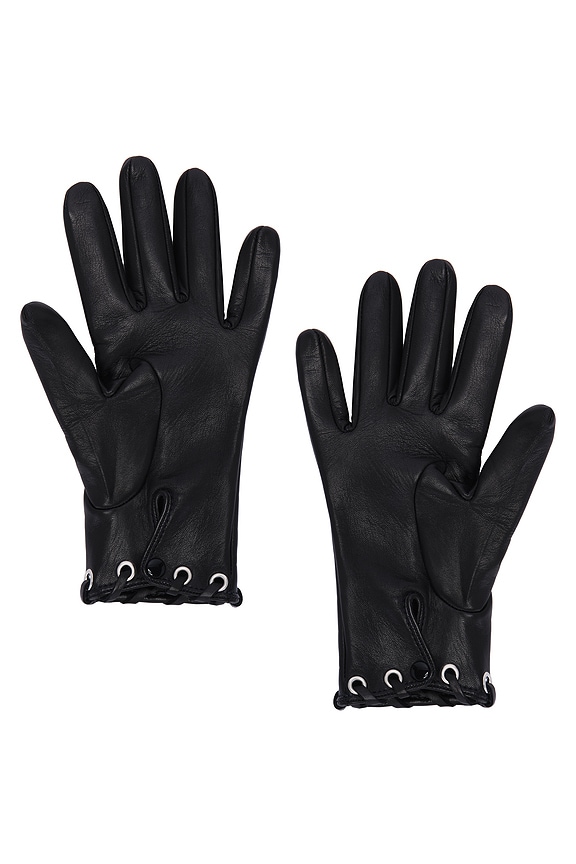 view 2 of 2 Short Leather Gloves in Black