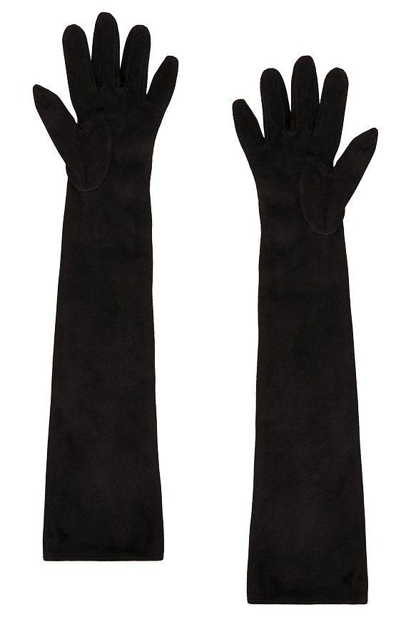 view 2 of 2 Long Velvet Gloves in Black