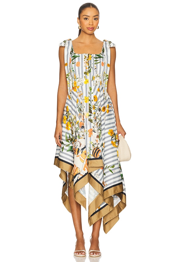 view 2 of 4 Shoulder Ties Printed Midi Dress in Ivory Multi
