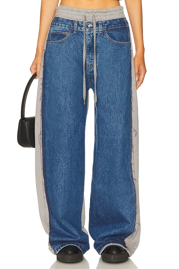 view 2 of 7 Denim Combo Sweatpants in Indigo & Grey