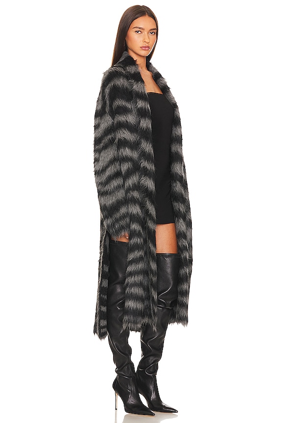 view 2 of 3 Zebra Alpaca Long Cardigan in Charcol & Black