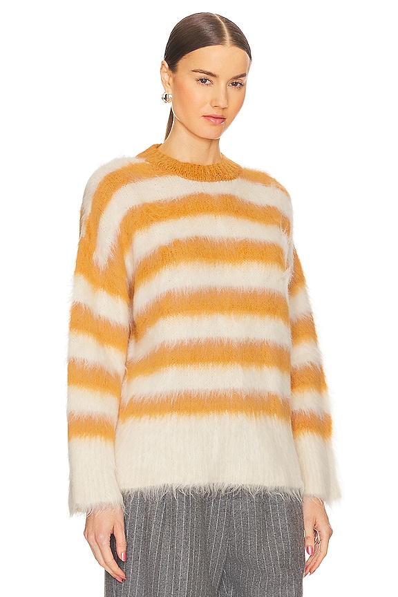 view 2 of 4 Striped Alpaca Sweater in White & Orange