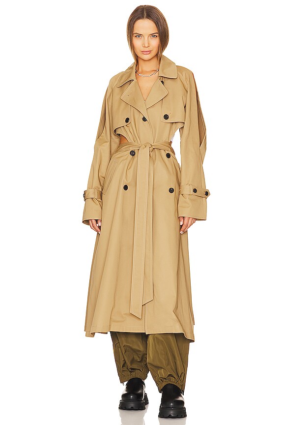 view 2 of 4 Back Cut Out Trench Coat in Khaki