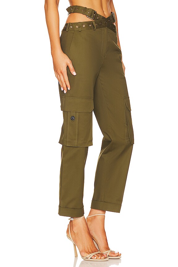 view 2 of 4 Criss Cross Waistband Cargo Pocket Pants in Olive