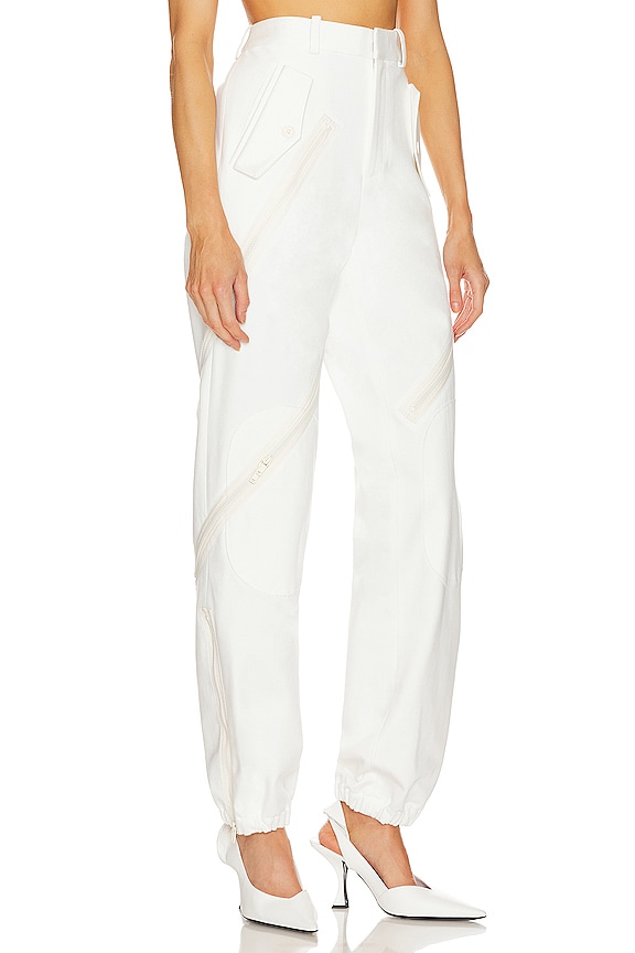 view 2 of 4 Zipper Detail Cargo Pants in White in White Denim