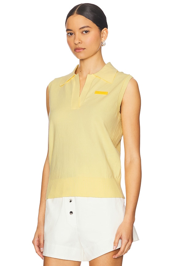 view 2 of 5 Knitted Polo Top in Pale Yellow