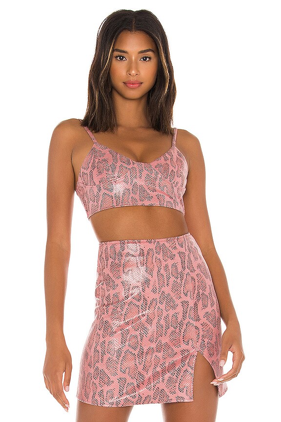 view 1 of 4 Dyla Top in PU Snake Pink