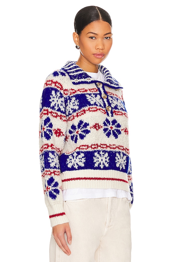 view 2 of 4 The Buttoned Funnel Jumper in Snow Daze