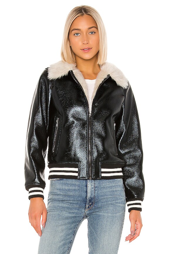 view 2 of 5 The Faux Fur & Vegan Leather Moto Jacket in Whiskey Lullaby