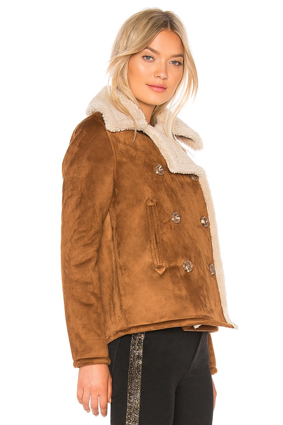 view 2 of 4 The Faux Sherpa Shrunken Peacoat in Toast