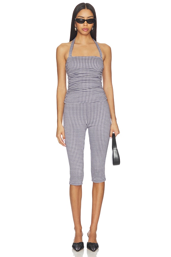 view 1 of 8 Brea Capri Set in Navy Gingham