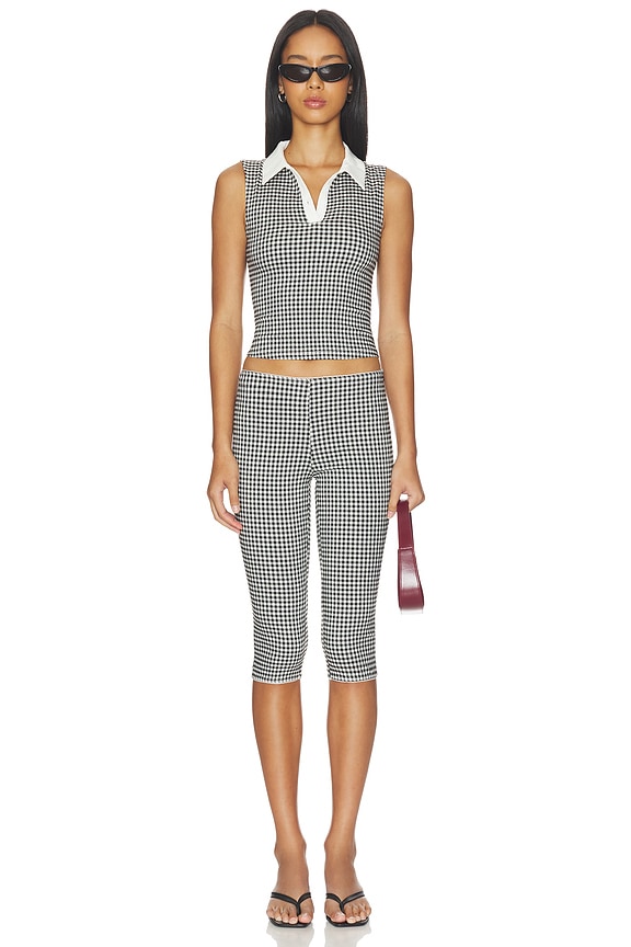 view 1 of 4 Tarah Capri Set in Black & White Gingham
