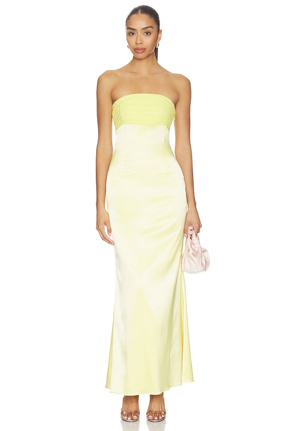 view 1 of 3 Renata Strapless Gown in Yellow