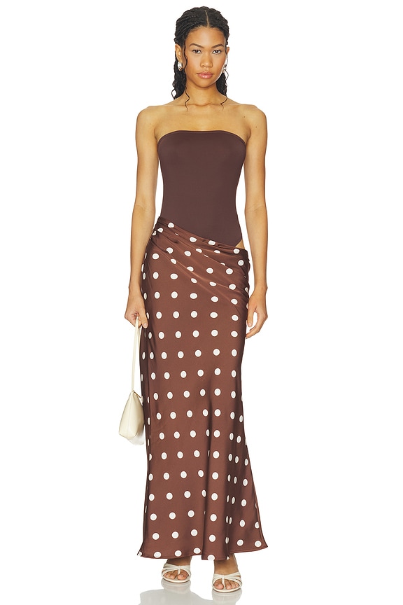 view 1 of 3 VESTIDO KAECIE in Brown & White Dot