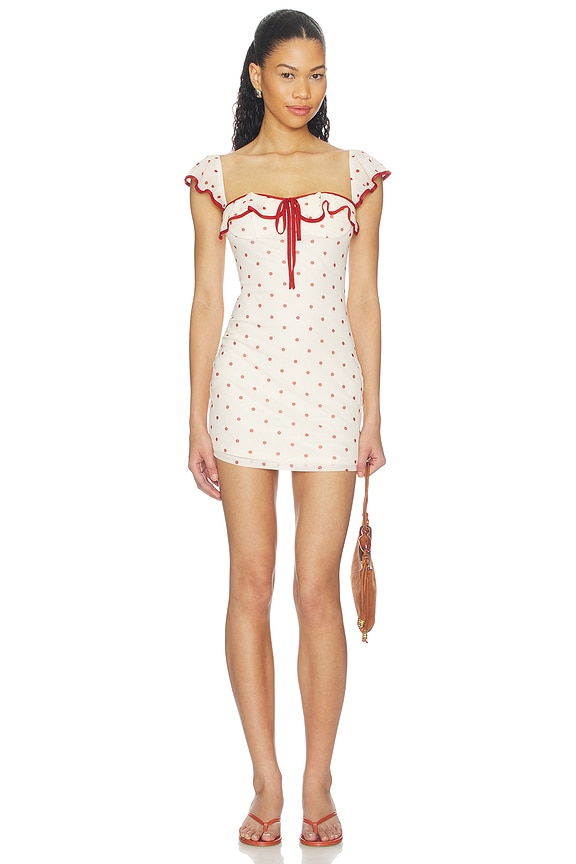 view 1 of 3 Marianne Mini Dress in Ivory & Red Dot