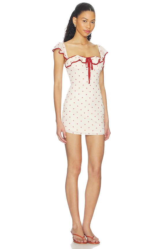 view 2 of 3 Marianne Mini Dress in Ivory & Red Dot