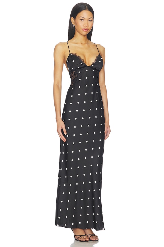 view 2 of 4 x Blake Evin Isabella Slip Maxi Dress in Black & White Dot