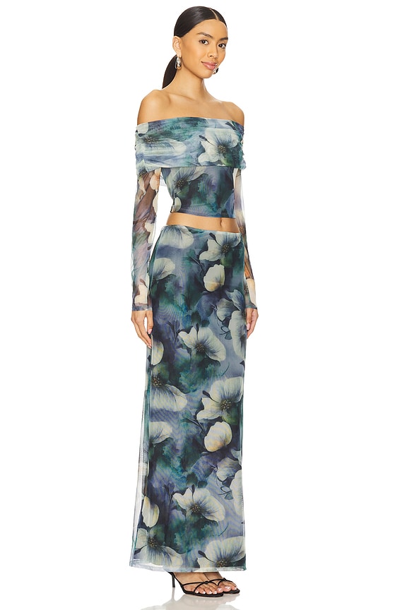 view 2 of 3 Esmeralda Maxi Skirt Set in Blue Floral